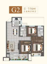 富园·时光印3室2厅1厨2卫建面116.0㎡