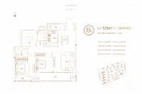 一期1号楼B1户型图-建筑面积约：125m2