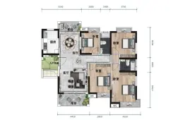 明智雅苑4室2厅1厨2卫建面133.0㎡