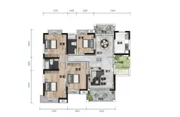 明智雅苑4室2厅1厨2卫建面133.0㎡
