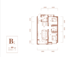 东昊骏璟学府2室2厅1厨1卫建面89.00㎡