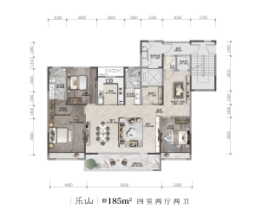 绿地·御山台4室2厅1厨2卫建面185.00㎡