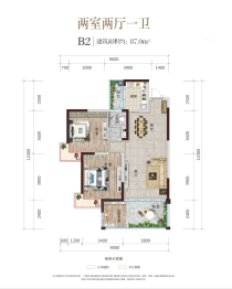 华驰书院2室2厅1厨1卫建面87.00㎡