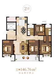 中合紫云阁4室2厅1厨2卫建面146.76㎡