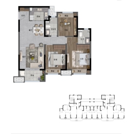 中梁暨阳时光3室2厅1厨2卫建面109.00㎡