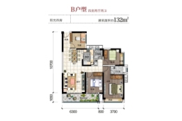 大理金满城市广场4室2厅1厨2卫建面132.00㎡