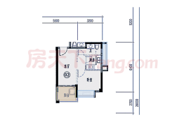 尚逸华府1室1厅1厨1卫建面44.43㎡