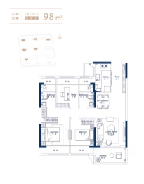 云起平江3室2厅1厨2卫建面98.00㎡