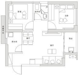 深业鹤塘岭花园2室2厅1厨1卫建面82.00㎡