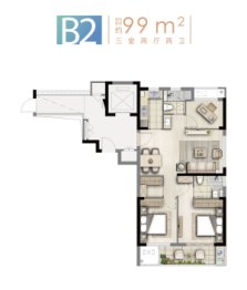 海风四季3室2厅1厨2卫建面101.00㎡