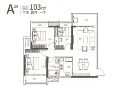 长房地铁银座3室2厅1厨1卫建面103.00㎡