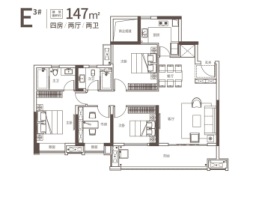 长房地铁银座4室2厅1厨2卫建面148.0㎡