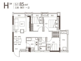 长房地铁银座3室2厅1厨1卫建面85.00㎡