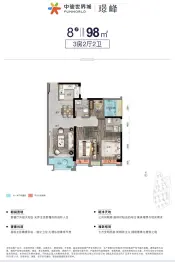 中骏世界城3室2厅1厨2卫建面98.0㎡