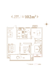 锦天·禧悦江山3室2厅1厨1卫建面102.00㎡