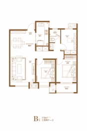 龙门御苑3室2厅1厨1卫建面115.00㎡