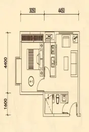 四海归源1室1厅1厨1卫建面53.40㎡