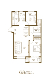 龙门御苑3室2厅1厨1卫建面118.00㎡