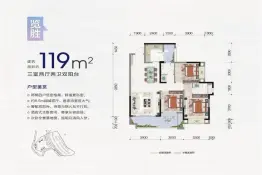 乐湾国际城·府鸣溪上3室2厅1厨2卫建面119.00㎡