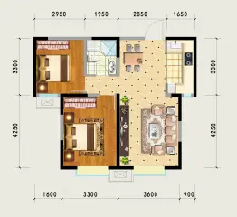 宏程丽景2室2厅1厨1卫建面73.42㎡