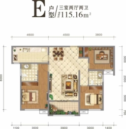 轩和佳苑3室2厅1厨2卫建面115.16㎡