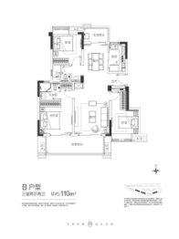 蓝光雍锦府3室2厅1厨2卫建面110.00㎡