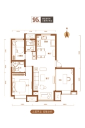 金侨瑞公馆3室2厅1厨2卫建面95.00㎡