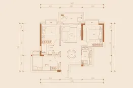 鲁能公馆3室2厅1厨1卫建面78.00㎡