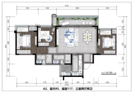 青秀阅山3室2厅1厨2卫建面117.00㎡