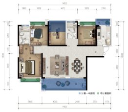 电建地产·洺悦华府4室2厅1厨2卫建面143.00㎡