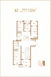 麒麟郡+3室2厅1厨2卫建面132.00㎡