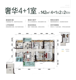 碧桂园·滨江天元5室2厅2厨1卫建面143.00㎡