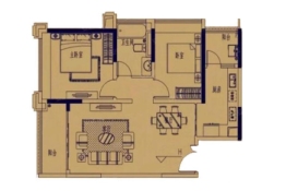 方圆·流花月岛2室2厅1厨1卫建面93.00㎡