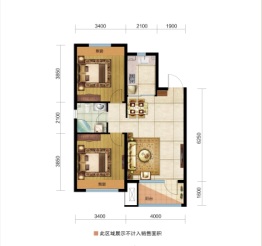 荣盛和悦名邸2室2厅1厨1卫建面82.89㎡