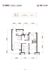 华远·昆仑赋3室2厅1厨2卫建面100.00㎡