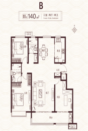 四建美林丽景3室2厅1厨2卫建面140.00㎡
