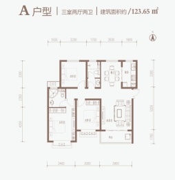 东方·水墨林居3室2厅1厨2卫建面123.65㎡