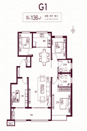 四建美林丽景4室2厅1厨2卫建面136.00㎡