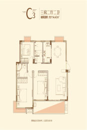 赣新悦府3室2厅1厨2卫建面114.42㎡