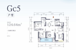 观澜郡3室2厅1厨2卫建面124.64㎡