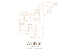 金辉城中央云著3室2厅1厨2卫建面108.00㎡