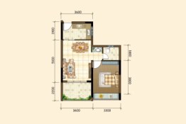 德元水岸澜庭1室1厅1厨1卫建面43.35㎡