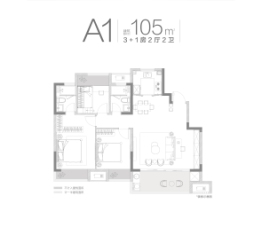 浙通名力·桃花源雅园3室2厅1厨2卫建面105.00㎡