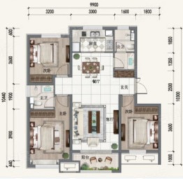 宝骏燕语春风3室2厅1厨2卫建面113.00㎡