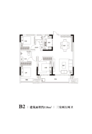 国安天和3室2厅1厨2卫建面118.00㎡