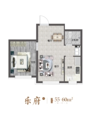 华恒·海堂府1室1厅1厨1卫建面55.00㎡