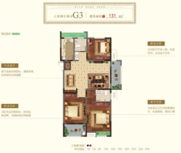 富园名都3室2厅1厨2卫建面131.00㎡