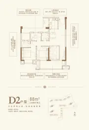 翰盛·湖滨御景3室2厅1厨2卫建面88.00㎡