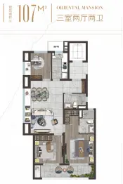 保利正荣堂悦3室2厅1厨2卫建面107.00㎡