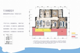 蓝光新城碧桂园·古滇水云城3室2厅1厨2卫建面123.00㎡